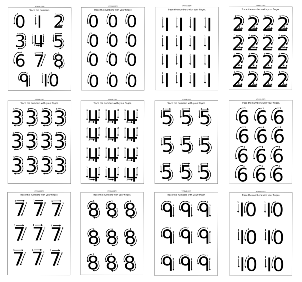 printable worksheets for kids finger tracing numbers